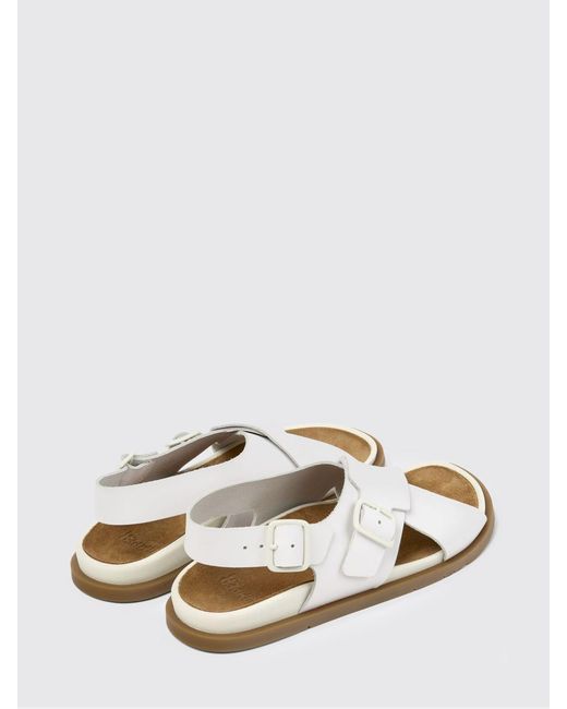 Camper White Lluc Leather Sandal