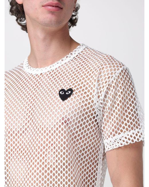 COMME DES GARÇONS PLAY White Comme Des GarÇ Ons Play Mesh Nylon T-Shirt With Embroidered Logo for men