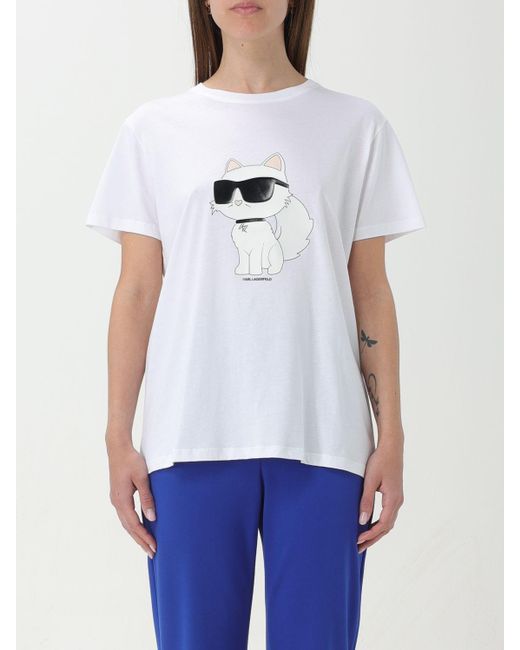 Karl Lagerfeld White Ikonik 2.0 Choupette T-shirt