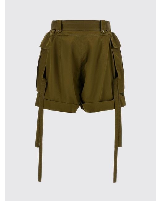 McQueen Green Cotton Cargo Shorts