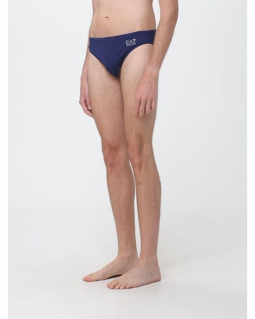 EA7 Blue Polyester Brief Swimsuit for men