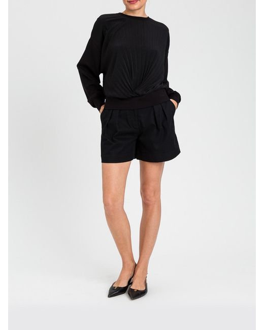 Twinset Black Pleated Viscose Blend Sweatshirt
