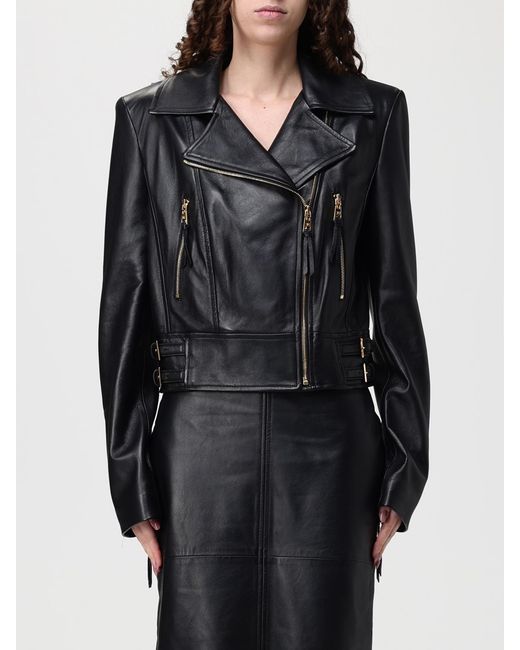 Elisabetta Franchi Black Leather Biker Jacket
