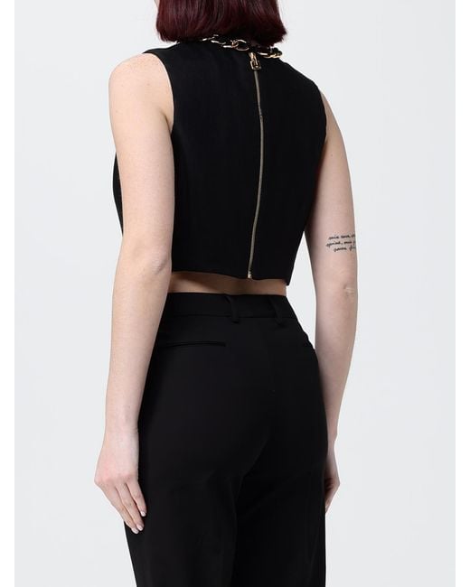 Elisabetta Franchi Black Viscose Top With Jewel Neckline