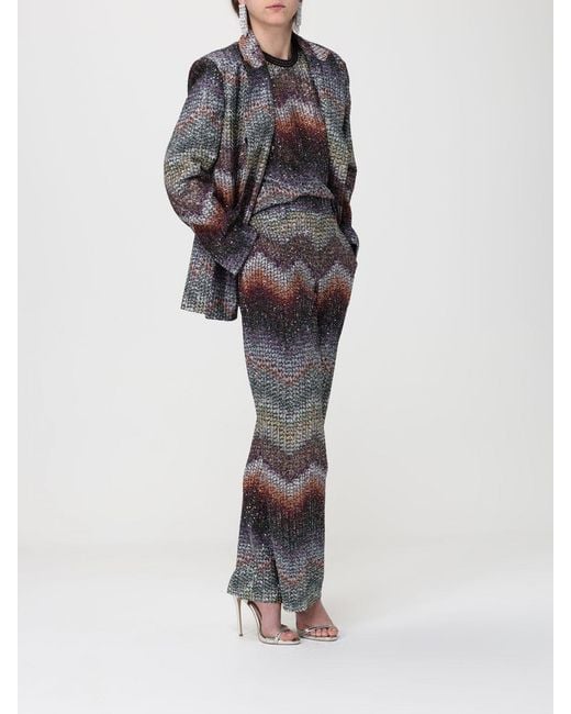 Missoni Gray Zigzag Viscose Double-Breasted Blazer