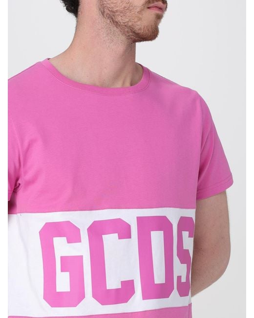 Gcds Pink Logo Short Sleeve Tee for men
