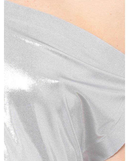 Norma Kamali White Asymmetric Laminated Polyester Top