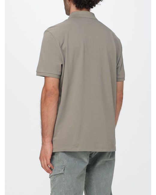 C P Company Gray Short-Sleeve Stretch Cotton Polo Shirt With A Contrasting Logo for men