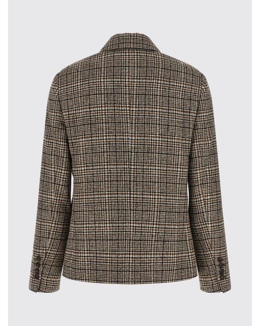 Brunello Cucinelli Brown Prince Of Wales Wool Double-Breasted Blazer