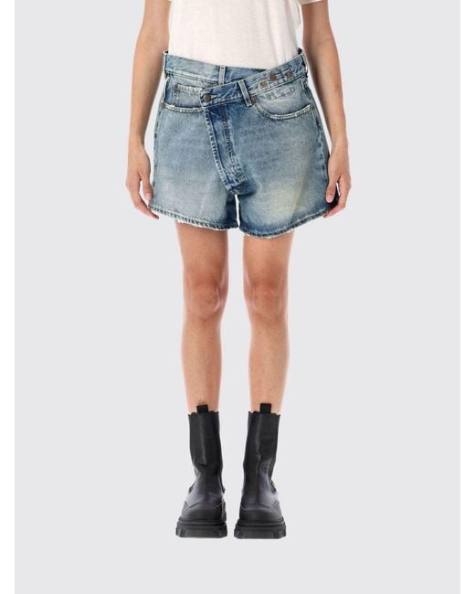 R13 Blue Asymmetric Shorts