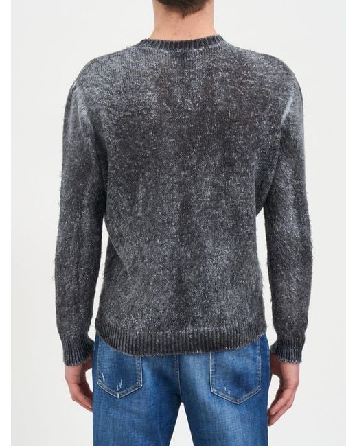 Avant Toi Gray Linen Crew Neck Sweater for men