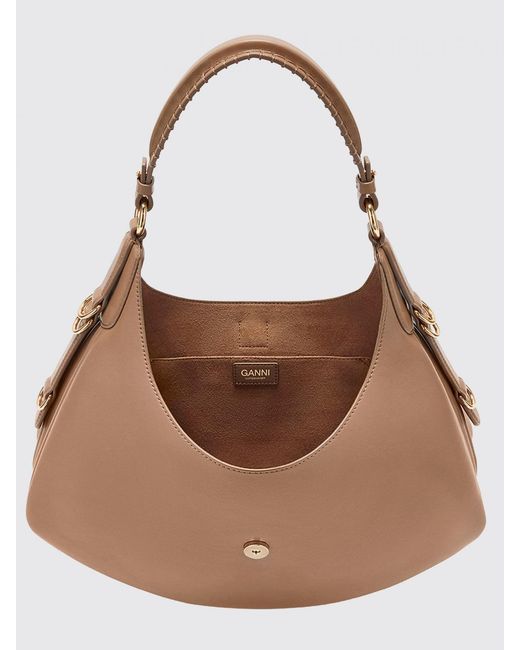 Ganni Natural Kat Recycled Leather Shoulder Bag