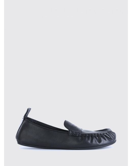 Acne White Oiled Leather Driver Loafers With Rubber Sole