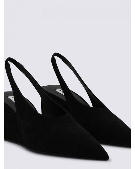 Alaïa Black Cube Suede Wedge Slingbacks