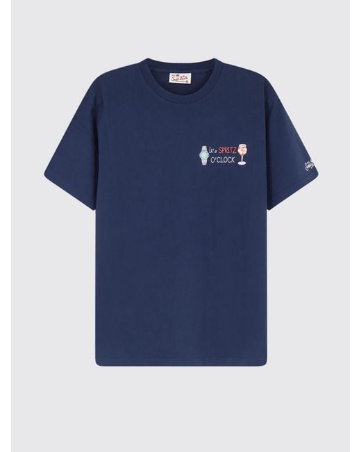 Mc2 Saint Barth Blue Cotton Crew Neck T-Shirt for men