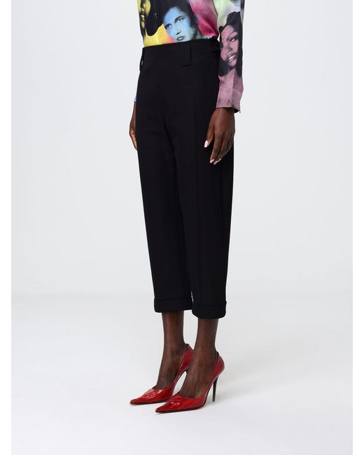 Versace Blue Viscose Cropped Fit Trousers