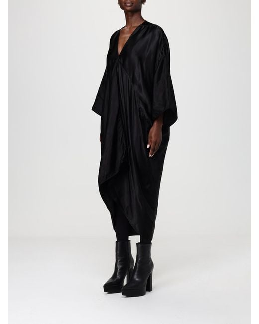 Rick Owens Black Cupro Kaftan Dress