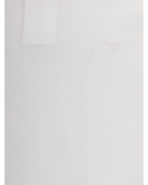 Emporio Armani White Cotton Jersey Polo Shirt for men