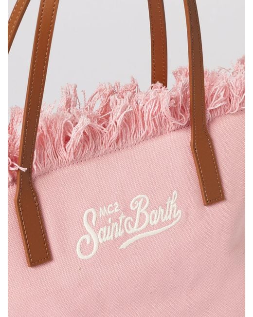 Mc2 Saint Barth Pink Cotton Bag With Embroidered Logo