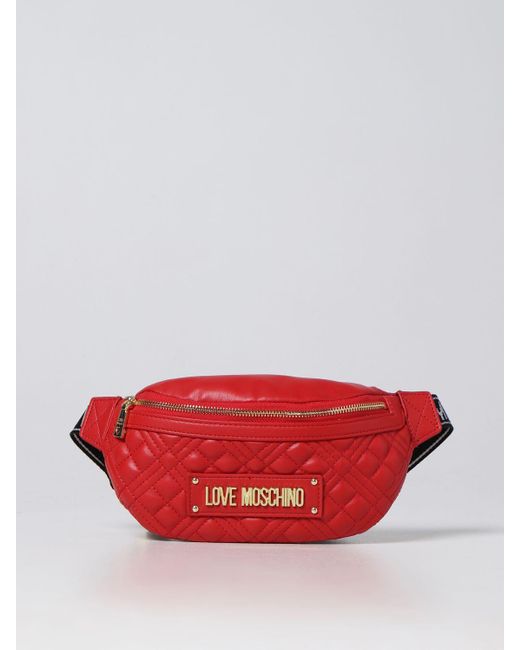 Love Moschino Red Belt Bag In Quilted Synthetic Leather