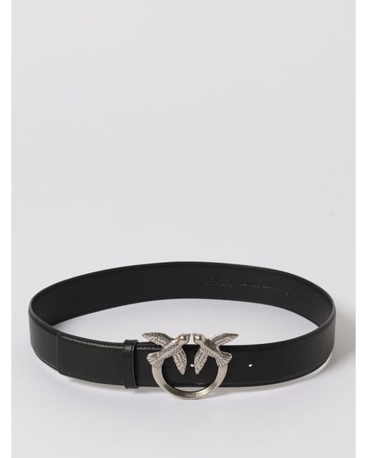 Pinko Gray Love Berry Leather Belt