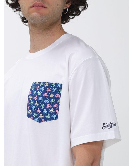 Mc2 Saint Barth White Cotton T-Shirt With Patch Pocket for men