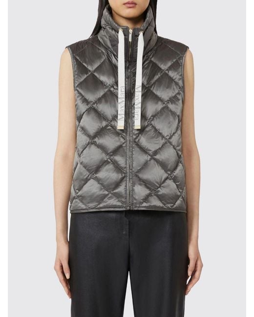 Max Mara Gray Water-Repellent Quilted Padded Vest