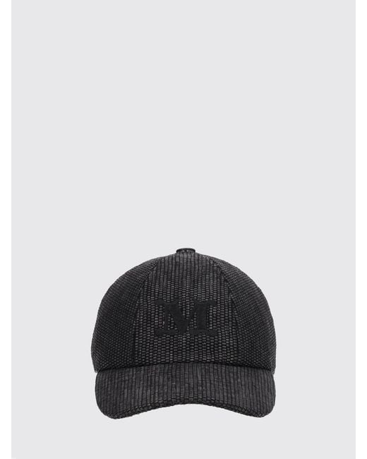 Max Mara Black Cotton Blend Baseball Cap With Logo