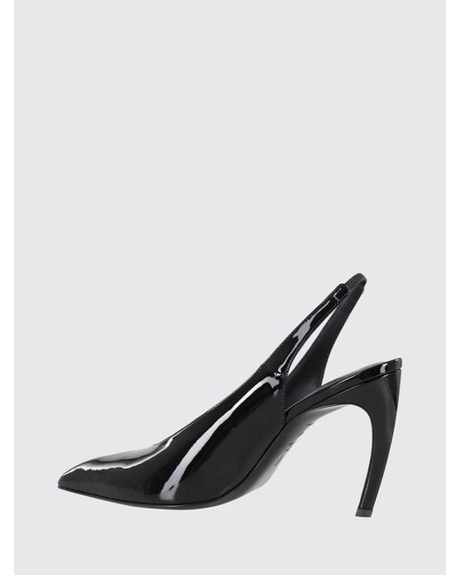 The Attico Black Viper Patent Leather Slingback Pumps With A Curved High Heel