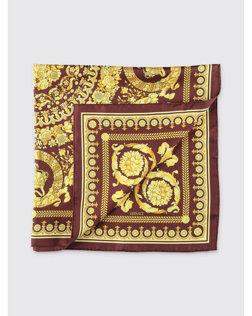 Versace Metallic Silk Foulard With Baroque Print