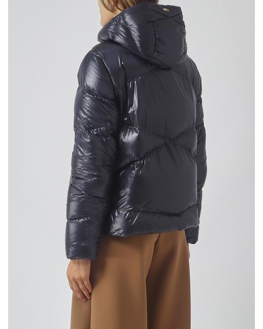 Herno Blue Short Hooded Down Jacket