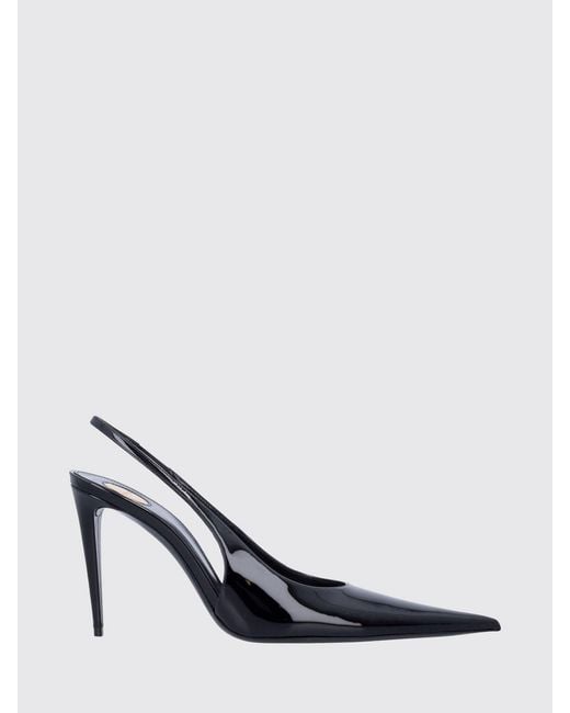 Saint Laurent White Guermantes Patent Leather Slingback Pumps With Stiletto Heel