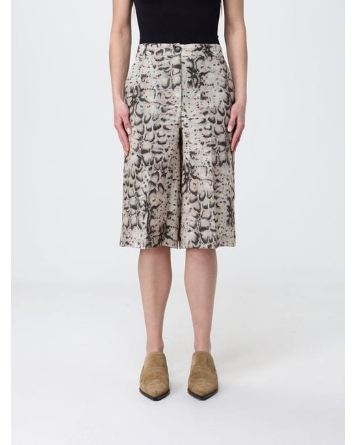 Pinko Black Snake Print Linen Shorts
