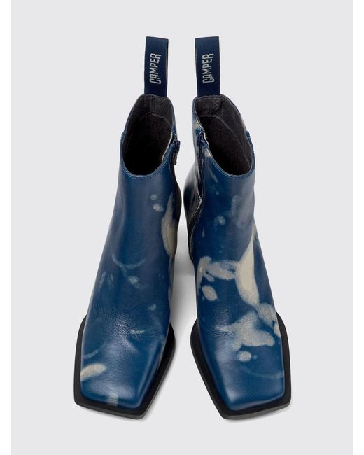 Camper Blue Karole Leather Ankle Boots
