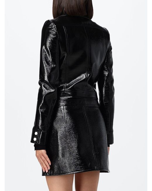 Courreges Black Courr&Egrave	Ges Slim Fit Cropped Coated Cotton Jacket With Logo
