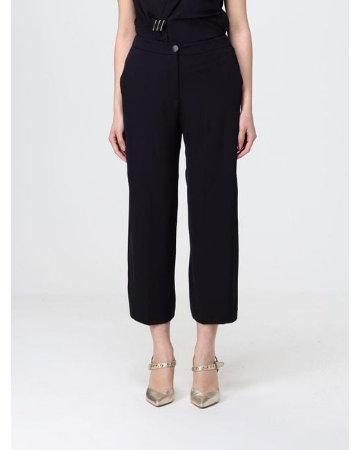 Hanita Blue Crepe Cropped Trousers