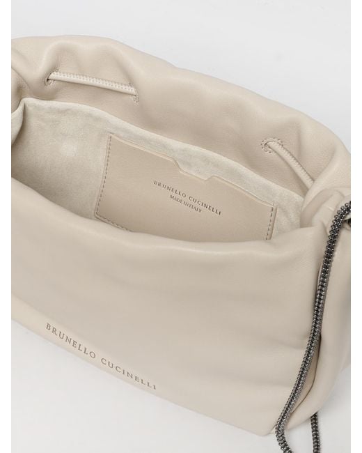 Borsa Bucket Mellow Mini di Brunello Cucinelli in Natural
