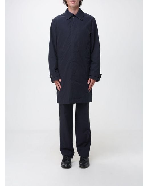 Paul Smith Blue Single-Breasted Cotton And Nylon Blend Trench Coat With Concealed Closure for men