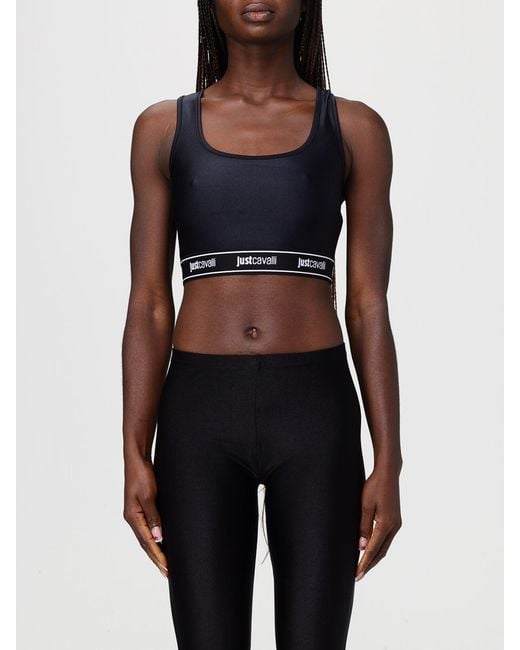 Just Cavalli Black Stretch Technical Fabric Crop Top