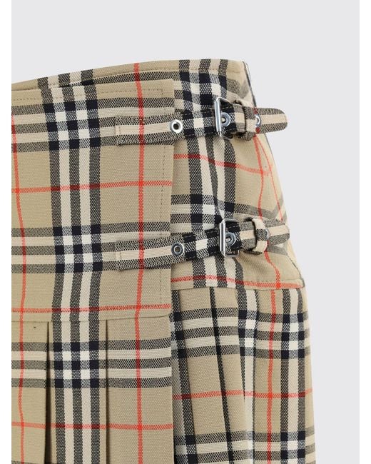 Burberry Natural Vintage Check Wool Pleated Skirt