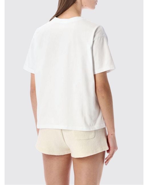 American Vintage White Short-Sleeve Cotton T-Shirt With Dropped Shoulders