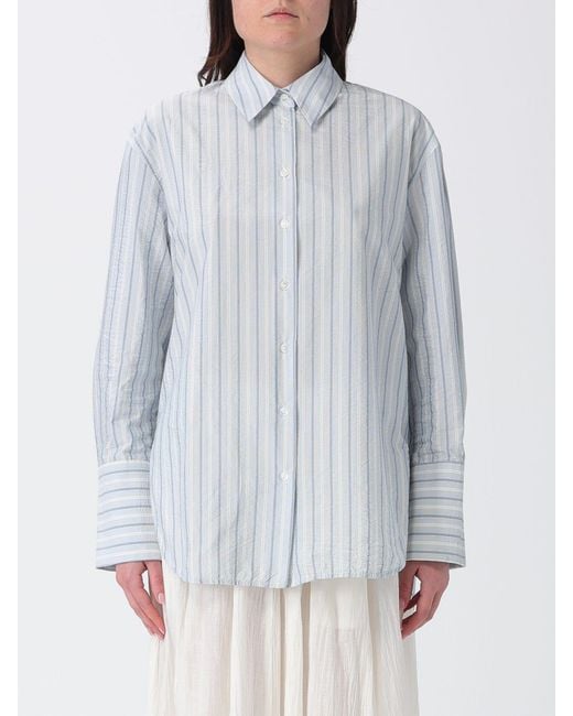 Tela Gray Striped Cotton Blend Shirt