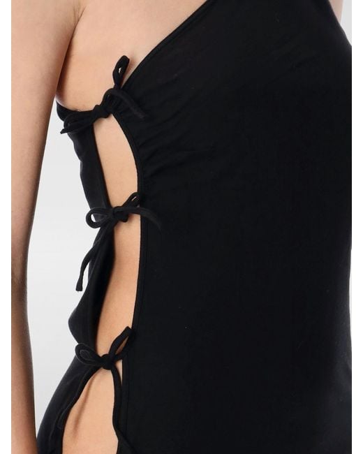 Rick Owens Black Asymmetrical Oneshoulder Maxi Dress