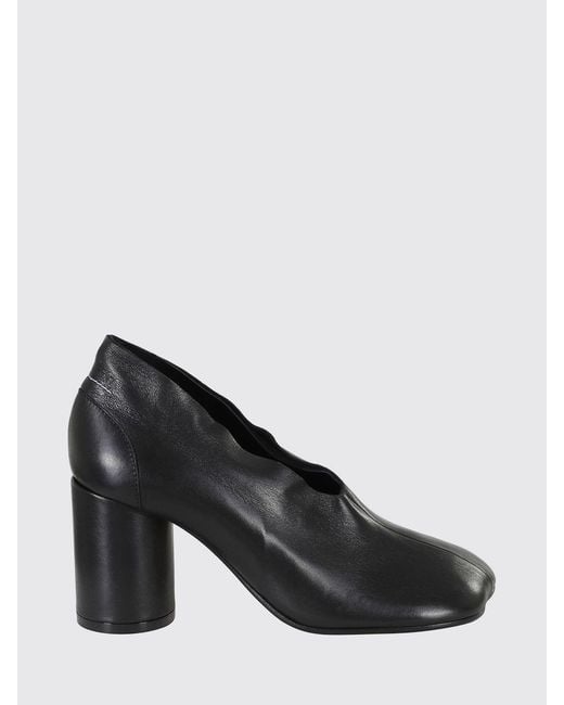 MM6 by Maison Margiela Black Anatomic Court Leather Pumps With Cylindrical Heel