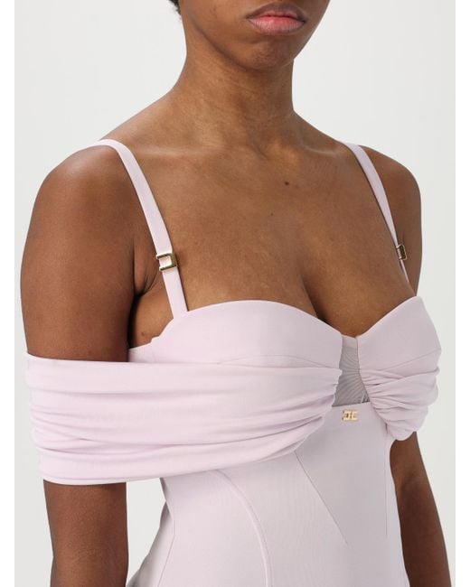 Elisabetta Franchi Pink Carpet Stretch Viscose Long Dress