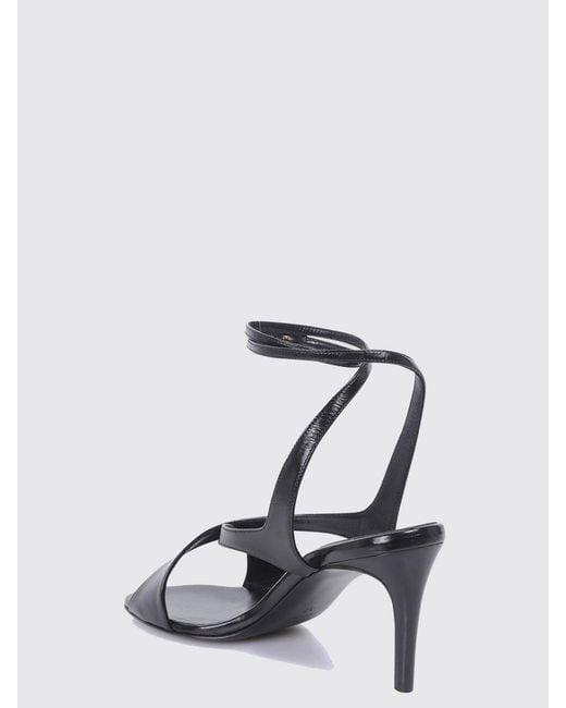 Khaite Black Liria Smooth Leather Sandals With Stiletto Heel And Ankle Strap
