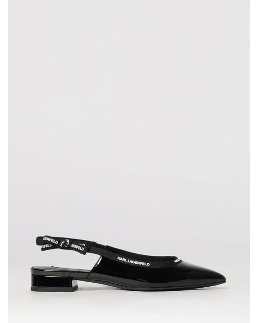 Karl Lagerfeld White Patent Leather Slingback Ballerinas