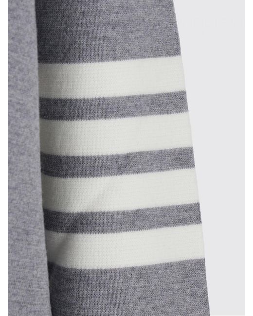 Thom Browne Gray Wool V-Neck Cardigan With Iconic 4-Bar Detail for men