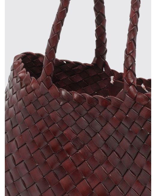 Dragon Diffusion Purple Santa Croce Flared Woven Leather Handbag With Braided Handles