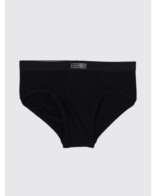 MM6 by Maison Margiela Black Cotton Briefs With Logo Elastic Waistband for men